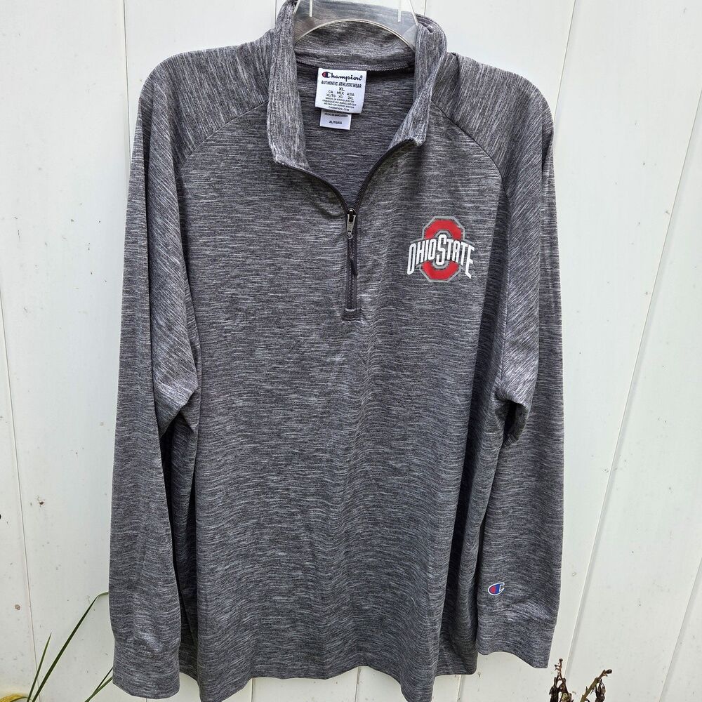 Champion Ohio State Buckeyes Quarter Zip Pullover Mens XL Gray University